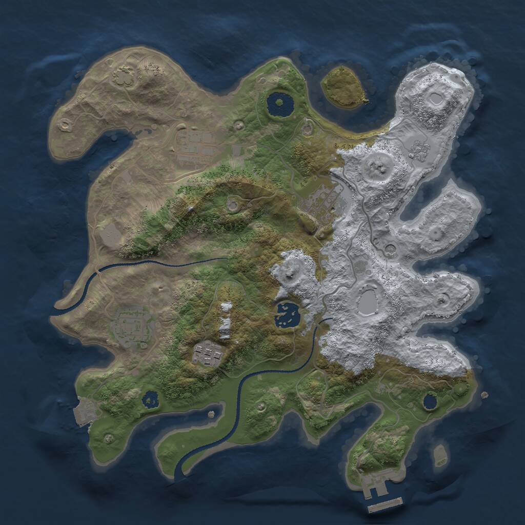Rust Map: Procedural Map, Size: 3000, Seed: 1693737201, 10 Monuments