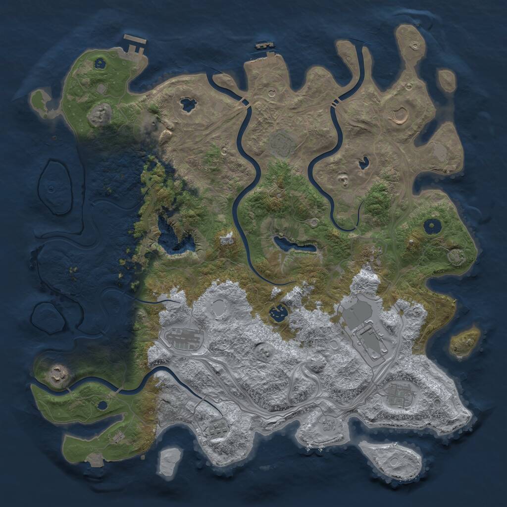 Rust Map: Procedural Map, Size: 4500, Seed: 47636, 16 Monuments
