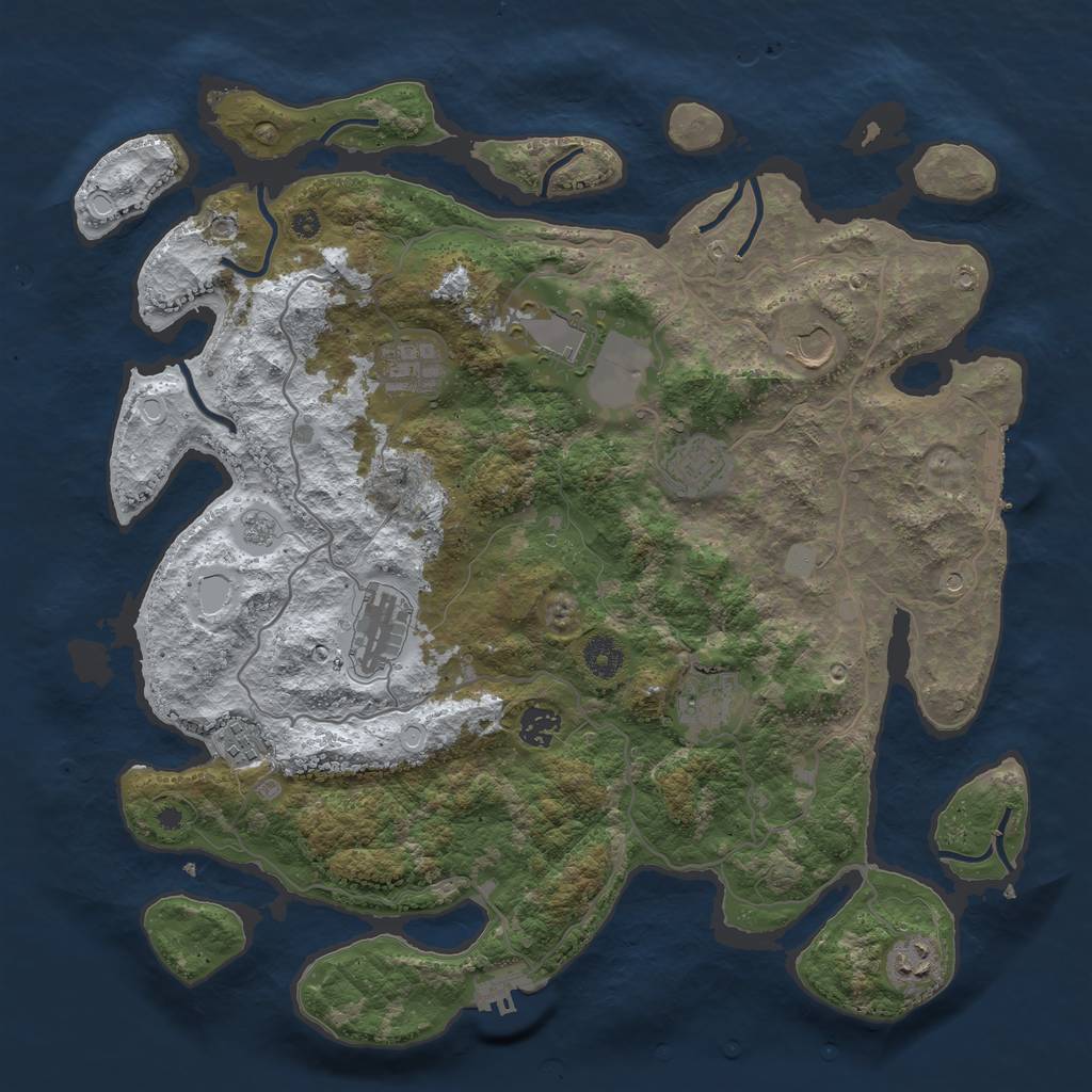 Rust Map: Procedural Map, Size: 4000, Seed: 61111, 18 Monuments