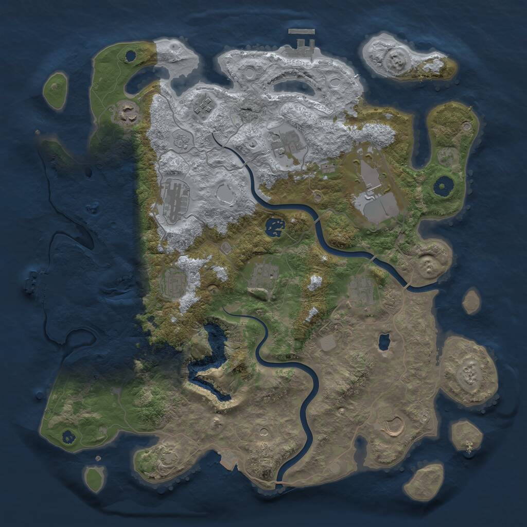 Rust Map: Procedural Map, Size: 4000, Seed: 147852, 16 Monuments