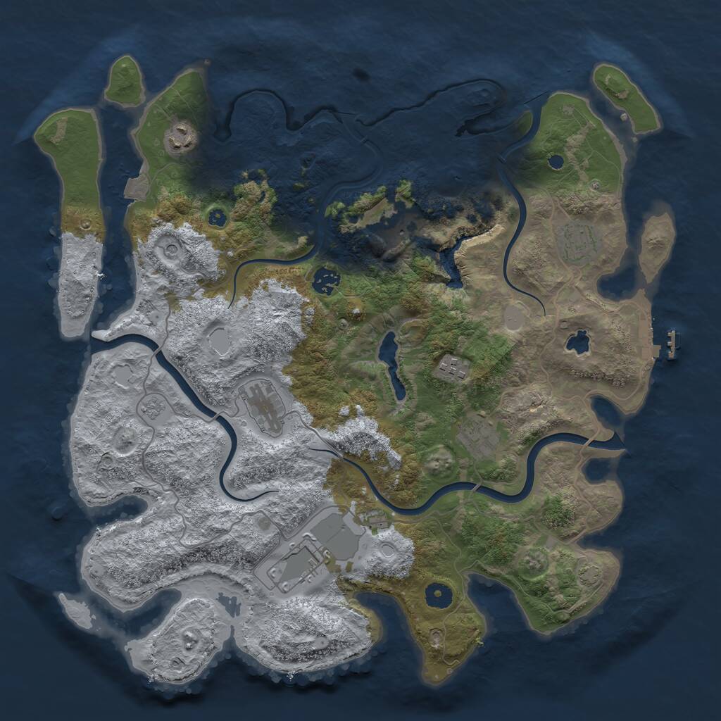 Rust Map: Procedural Map, Size: 4050, Seed: 2044606578, 13 Monuments