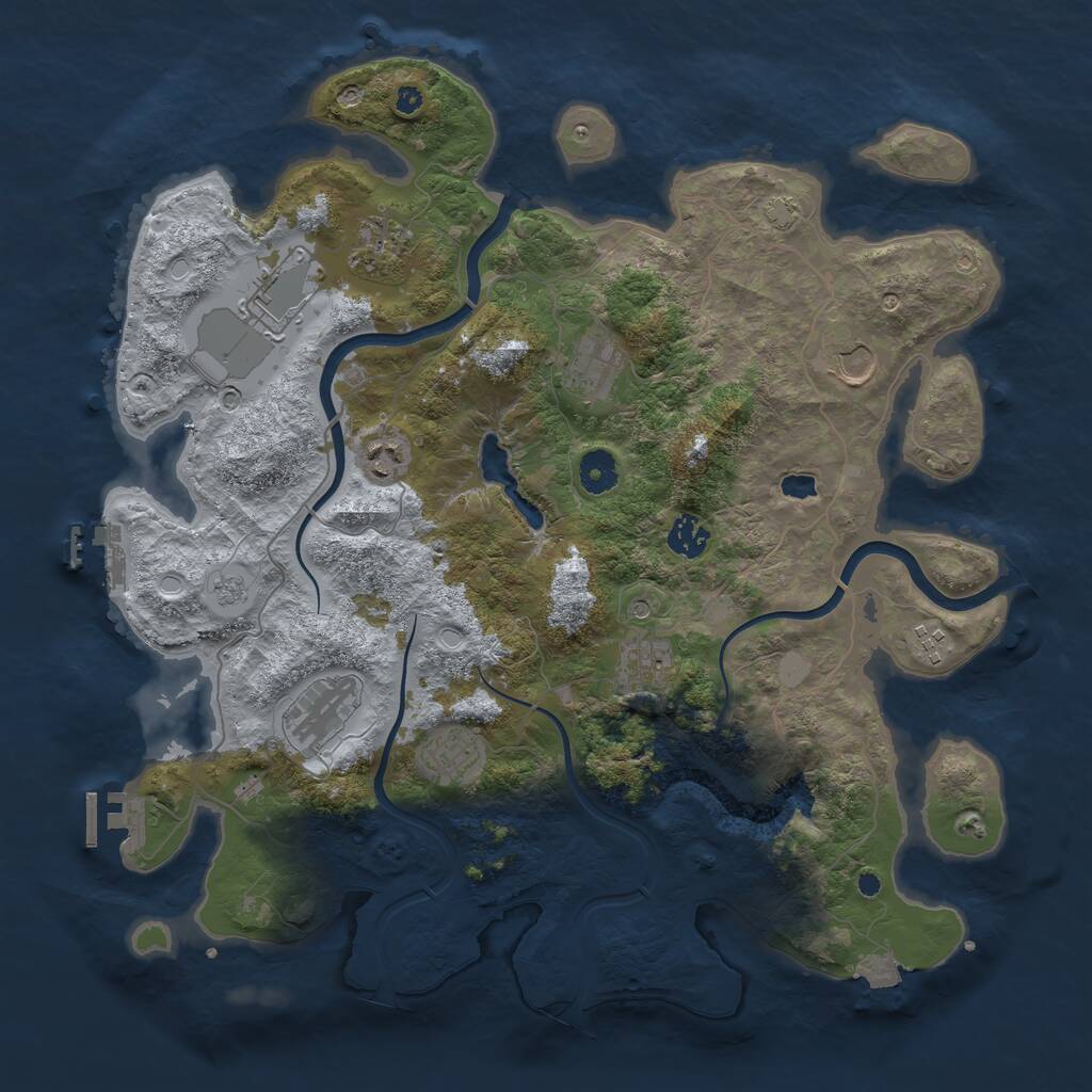 Rust Map: Procedural Map, Size: 4000, Seed: 228173, 16 Monuments