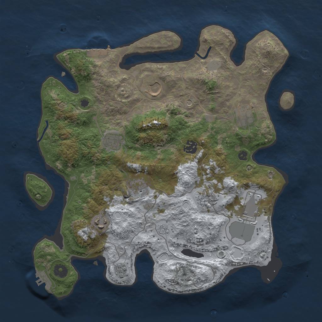 Rust Map: Procedural Map, Size: 3500, Seed: 580046758, 18 Monuments