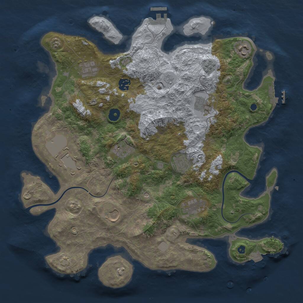 Rust Map: Procedural Map, Size: 3750, Seed: 75312, 16 Monuments