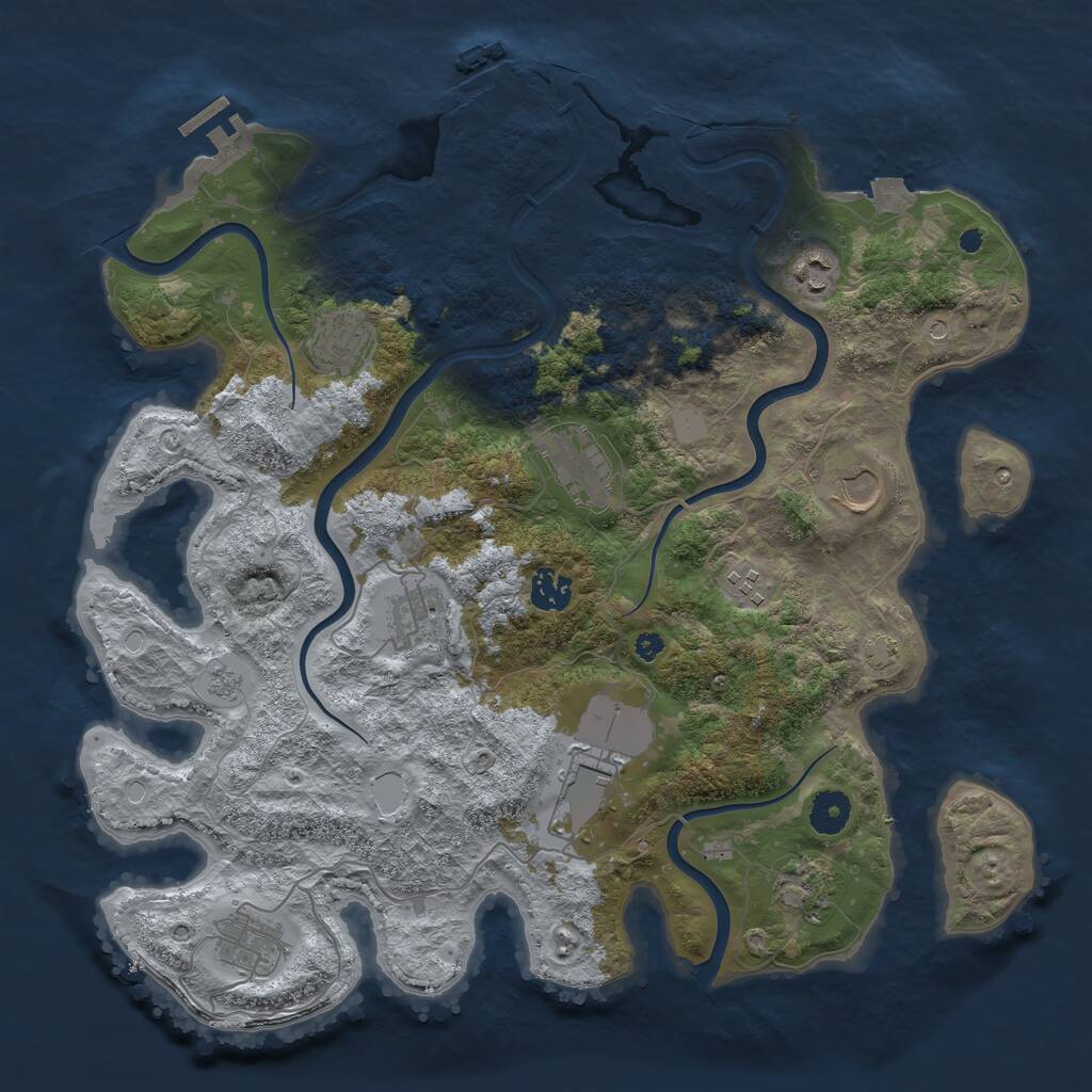 Rust Map: Procedural Map, Size: 3850, Seed: 969926669, 16 Monuments