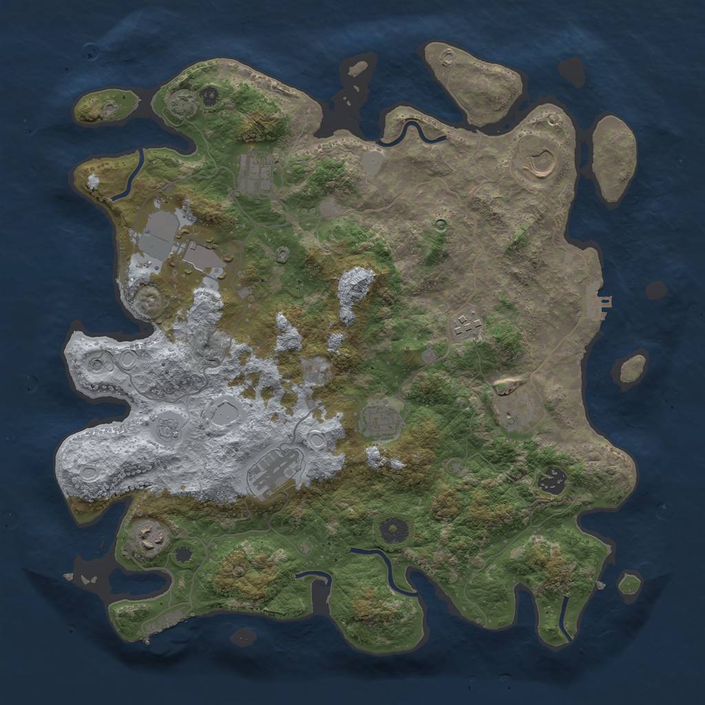 Rust Map: Procedural Map, Size: 3850, Seed: 1166902065, 17 Monuments