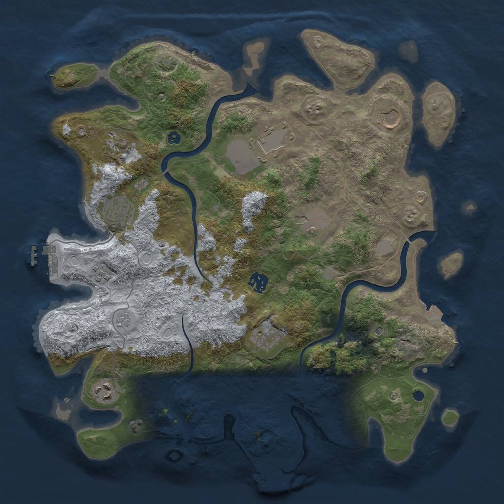 Rust Map: Procedural Map, Size: 3850, Seed: 1166902065, 15 Monuments