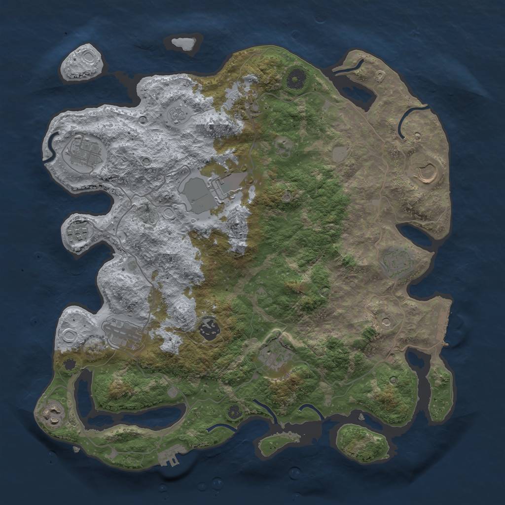 Rust Map: Procedural Map, Size: 3800, Seed: 1856296168, 17 Monuments