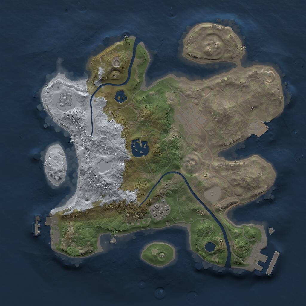 Rust Map: Procedural Map, Size: 2500, Seed: 512464551, 7 Monuments
