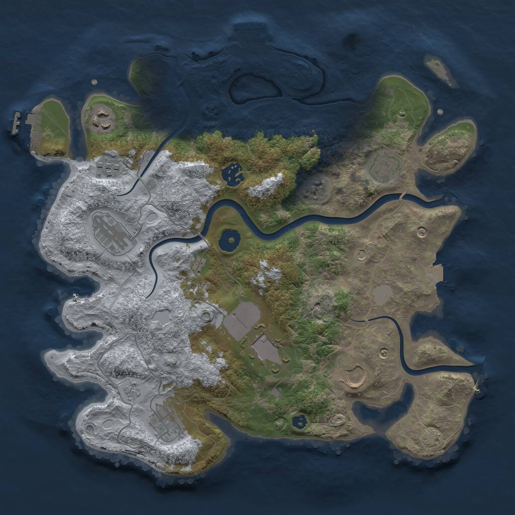 Rust Map: Procedural Map, Size: 3500, Seed: 35483, 14 Monuments