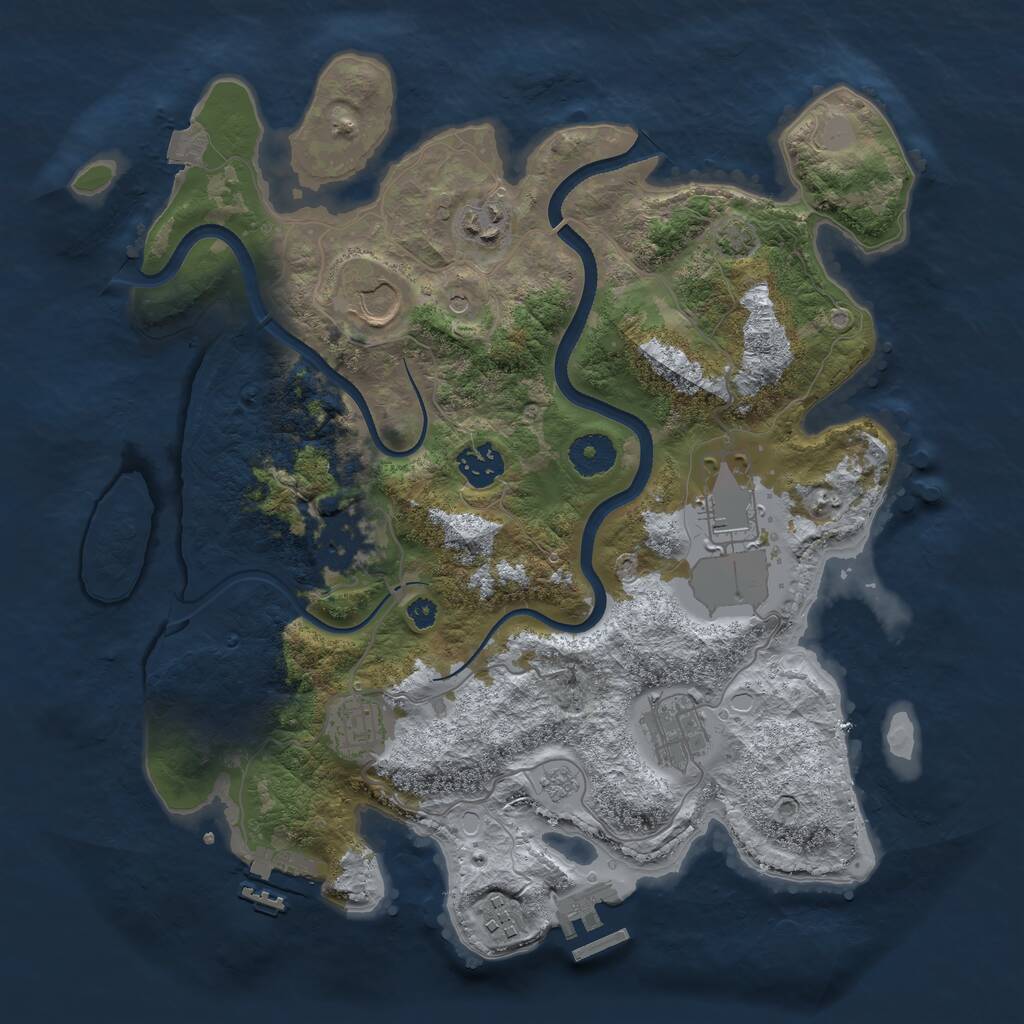 Rust Map: Procedural Map, Size: 3500, Seed: 40085845, 14 Monuments