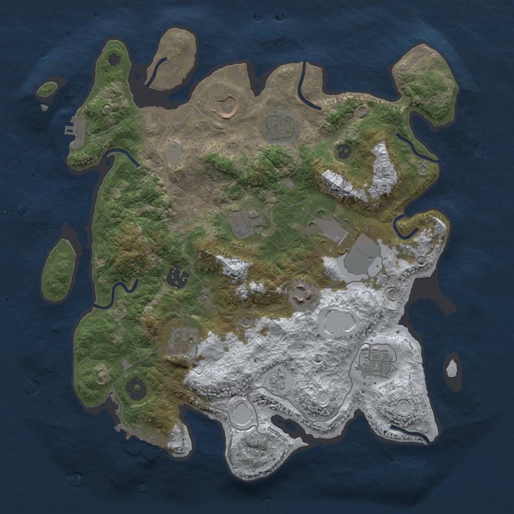 Rust Map: Procedural Map, Size: 3500, Seed: 40085845, 17 Monuments