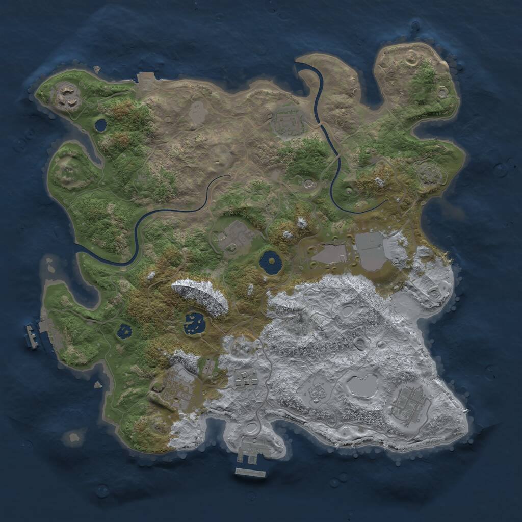 Rust Map: Procedural Map, Size: 3500, Seed: 1160160586, 14 Monuments