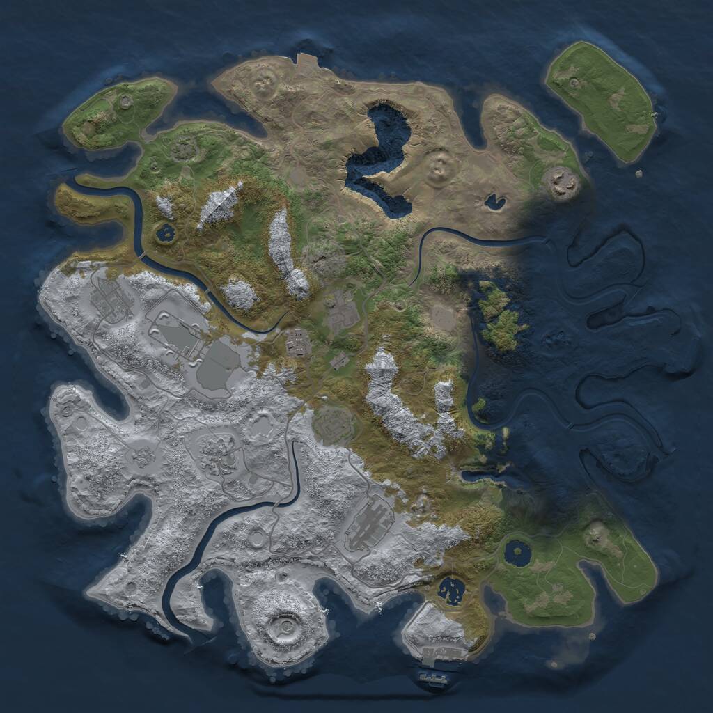 Rust Map: Procedural Map, Size: 4000, Seed: 16843, 15 Monuments
