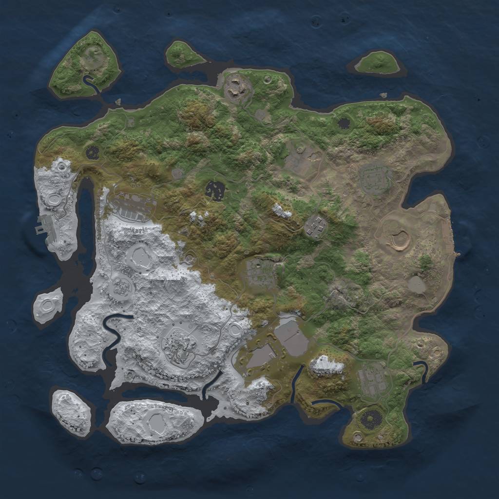 Rust Map: Procedural Map, Size: 3700, Seed: 460150664, 20 Monuments