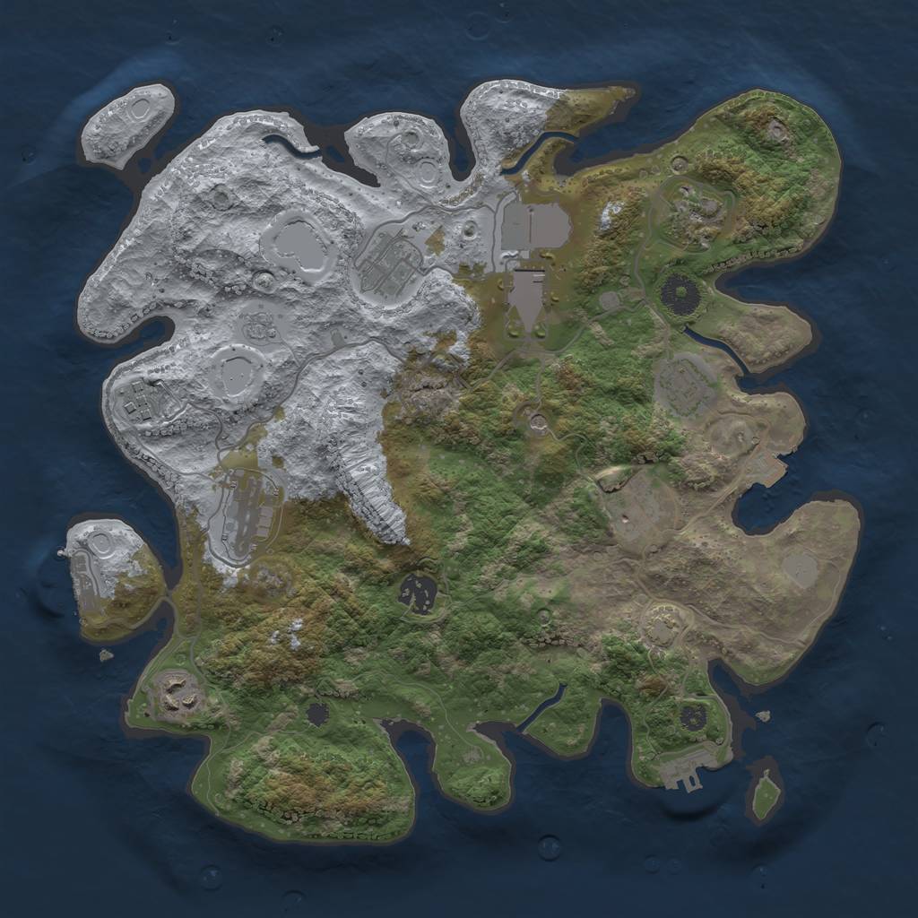 Rust Map: Procedural Map, Size: 3500, Seed: 774512333, 17 Monuments