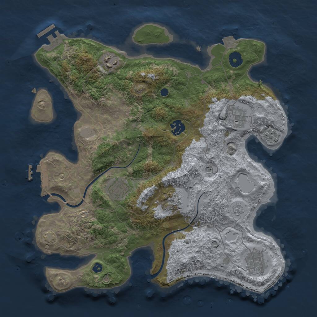 Rust Map: Procedural Map, Size: 3250, Seed: 1161599078, 13 Monuments