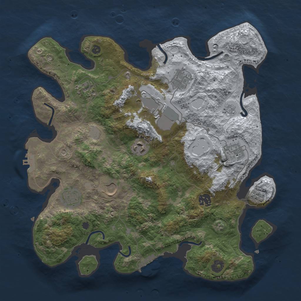 Rust Map: Procedural Map, Size: 3500, Seed: 309084494, 18 Monuments