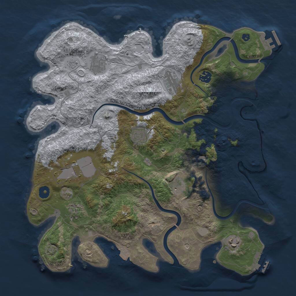 Rust Map: Procedural Map, Size: 3750, Seed: 1193672559, 15 Monuments