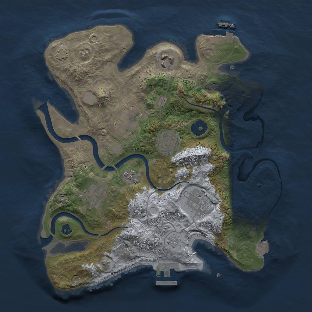 Rust Map: Procedural Map, Size: 3000, Seed: 136025870, 12 Monuments