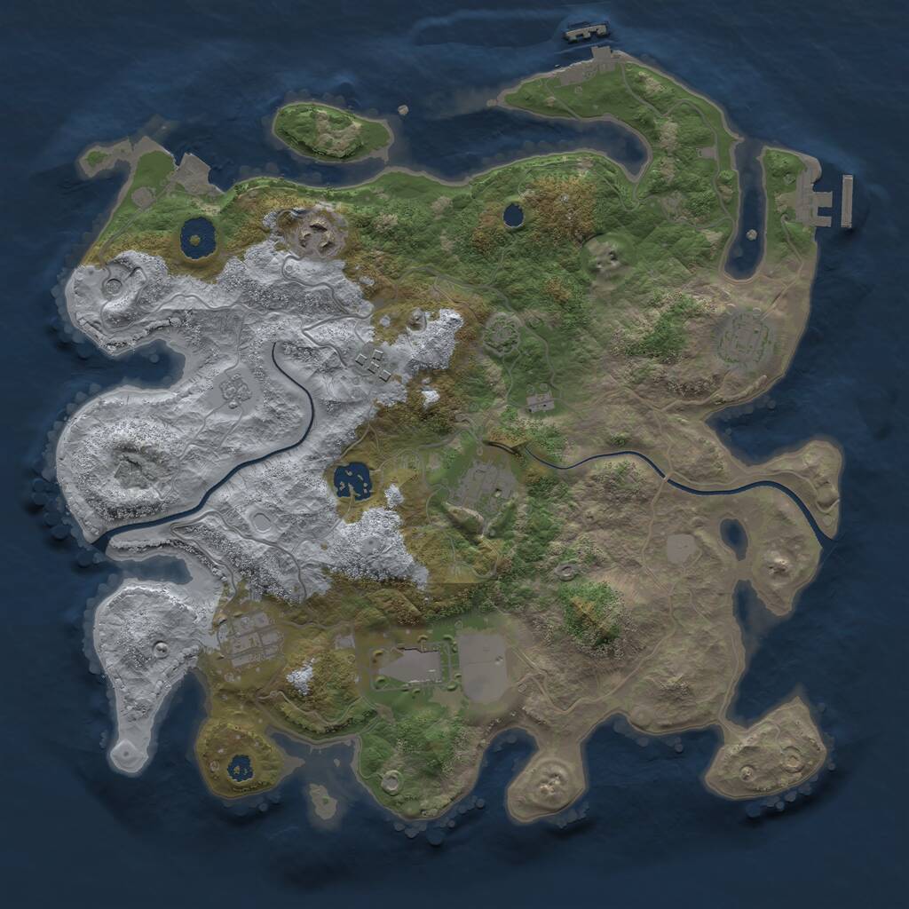 Rust Map: Procedural Map, Size: 3500, Seed: 2139374690, 13 Monuments