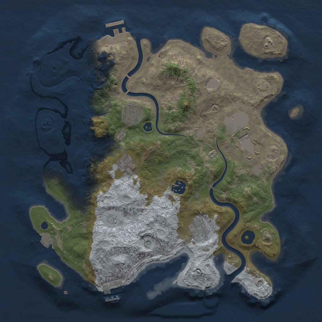 Rust Map: Procedural Map, Size: 3500, Seed: 1246965341, 12 Monuments