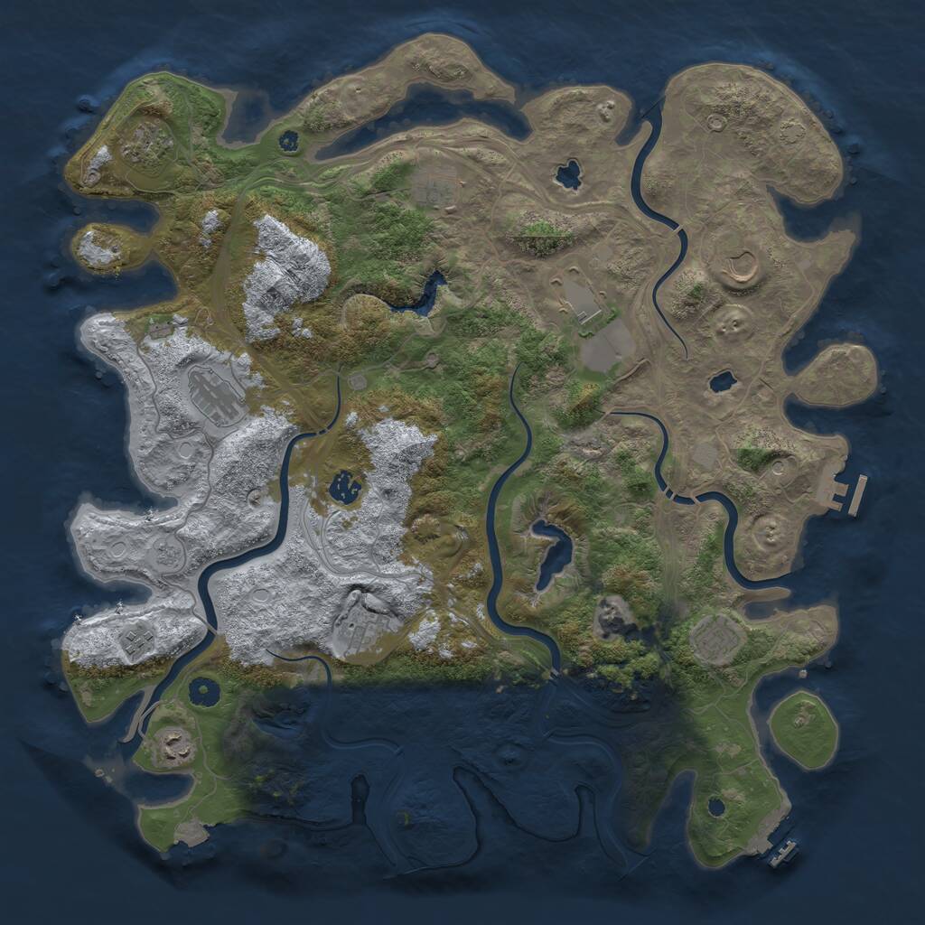 Rust Map: Procedural Map, Size: 4500, Seed: 1166902065, 16 Monuments