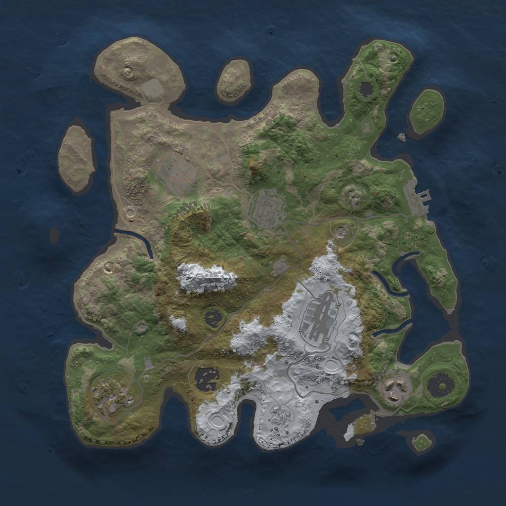 Rust Map: Procedural Map, Size: 3000, Seed: 2123157178, 14 Monuments