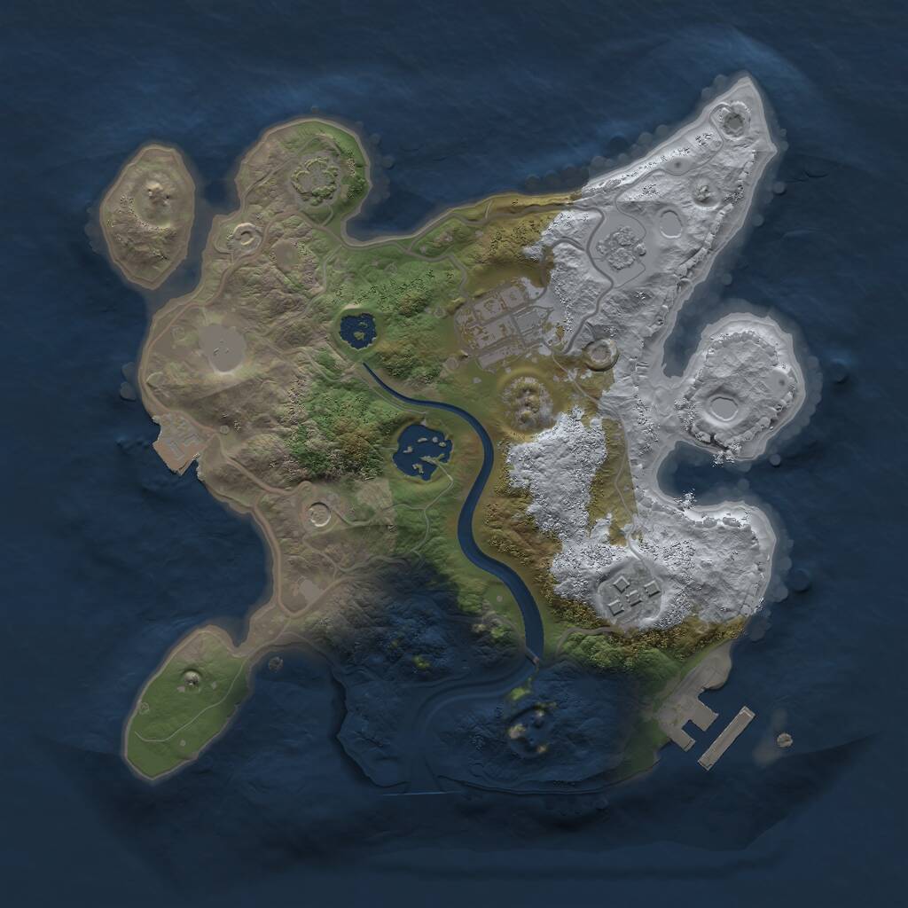 Rust Map: Procedural Map, Size: 2500, Seed: 958274465, 8 Monuments
