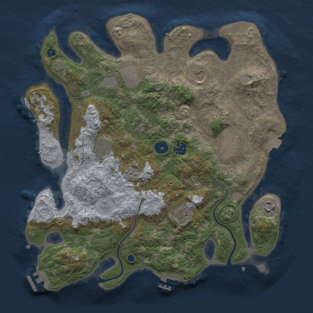 Rust Map: Procedural Map, Size: 3700, Seed: 1674259469, 15 Monuments