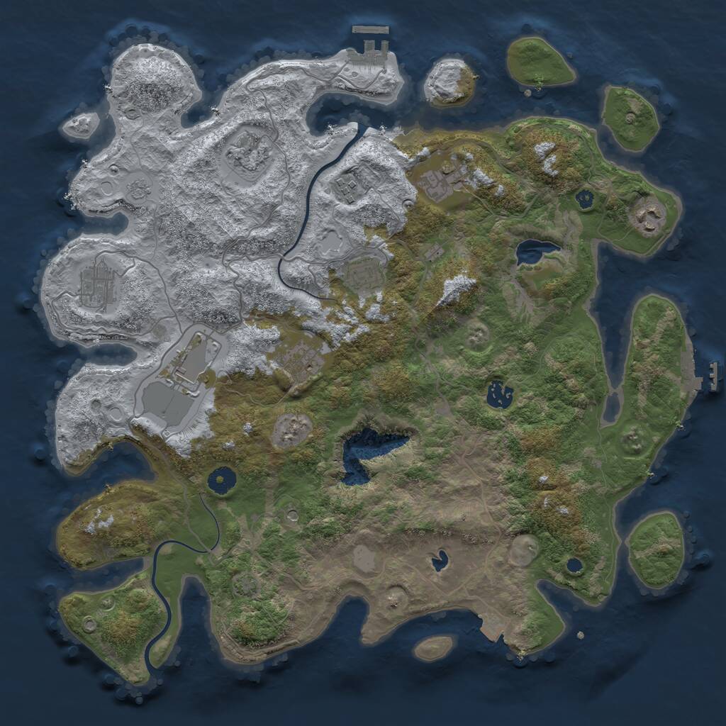 Rust Map: Procedural Map, Size: 4000, Seed: 1110930035, 15 Monuments