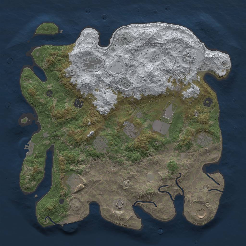 Rust Map: Procedural Map, Size: 3850, Seed: 426677207, 20 Monuments