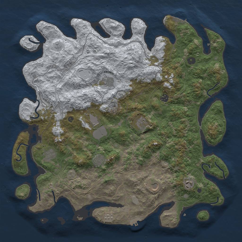 Rust Map: Procedural Map, Size: 4500, Seed: 777888999, 18 Monuments