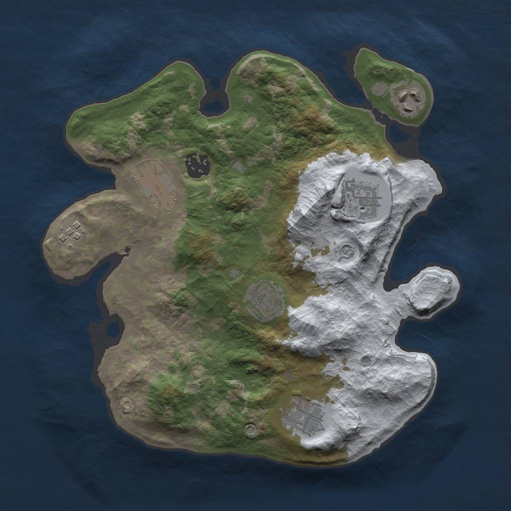 Rust Map: Barren, Size: 3000, Seed: 389750851, 10 Monuments