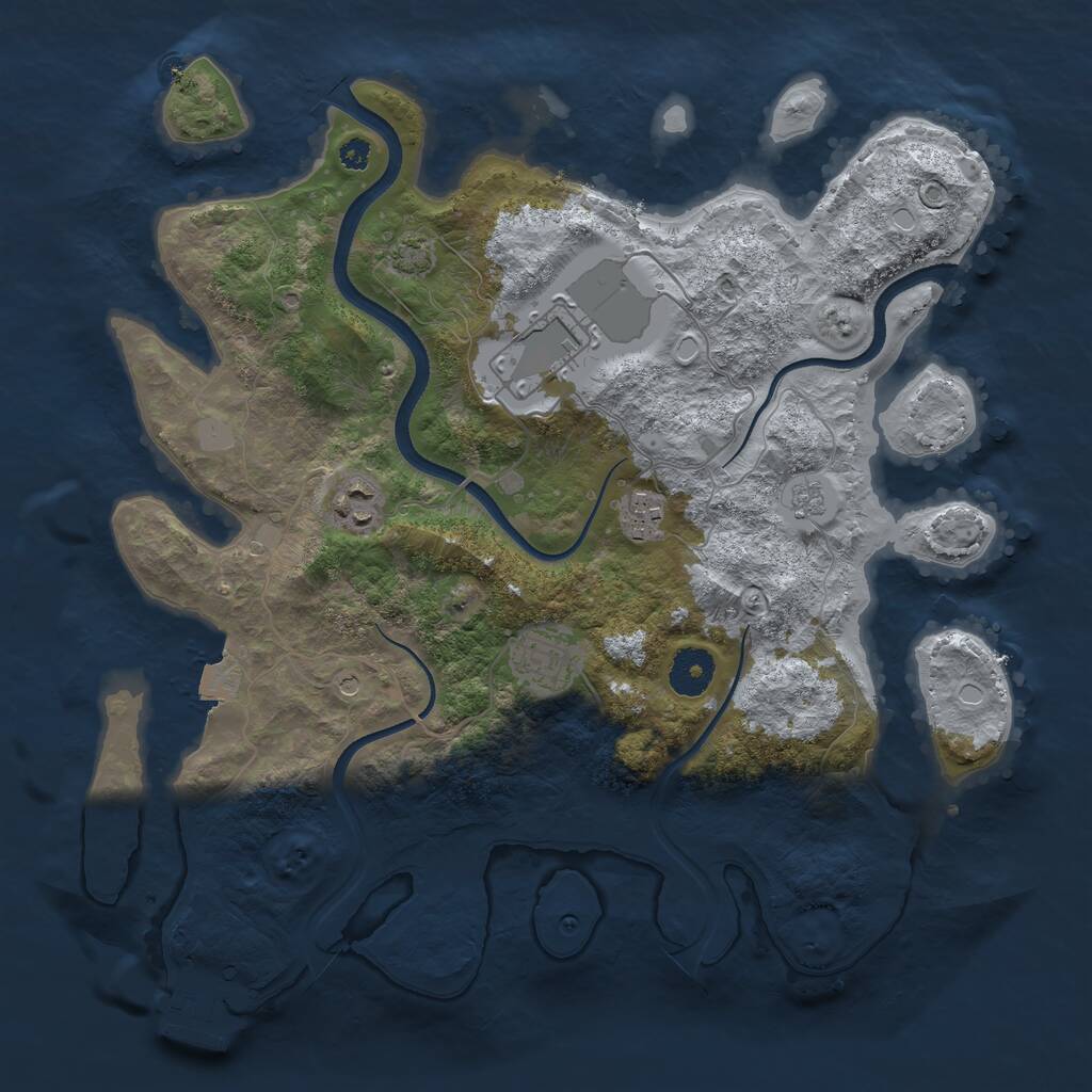 Rust Map: Procedural Map, Size: 3500, Seed: 587787438, 9 Monuments