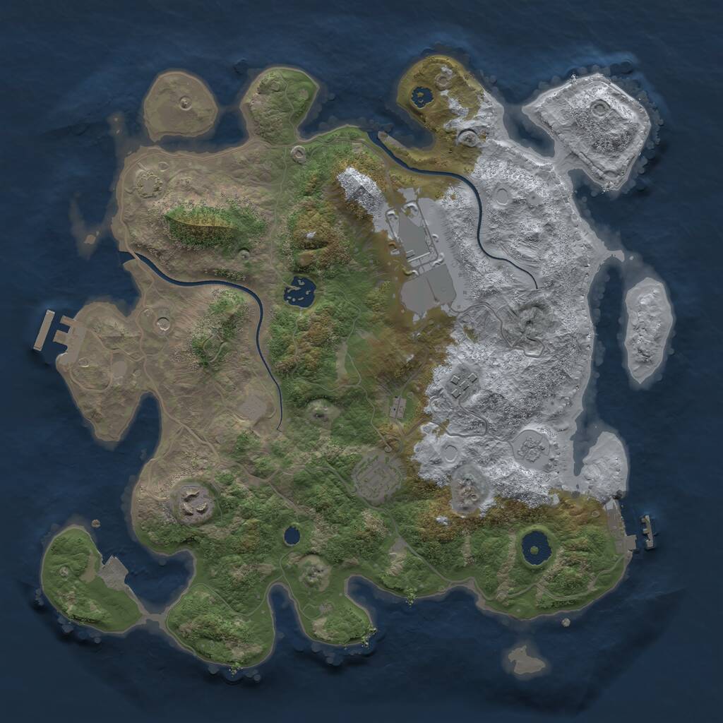 Rust Map: Procedural Map, Size: 3500, Seed: 122564, 11 Monuments