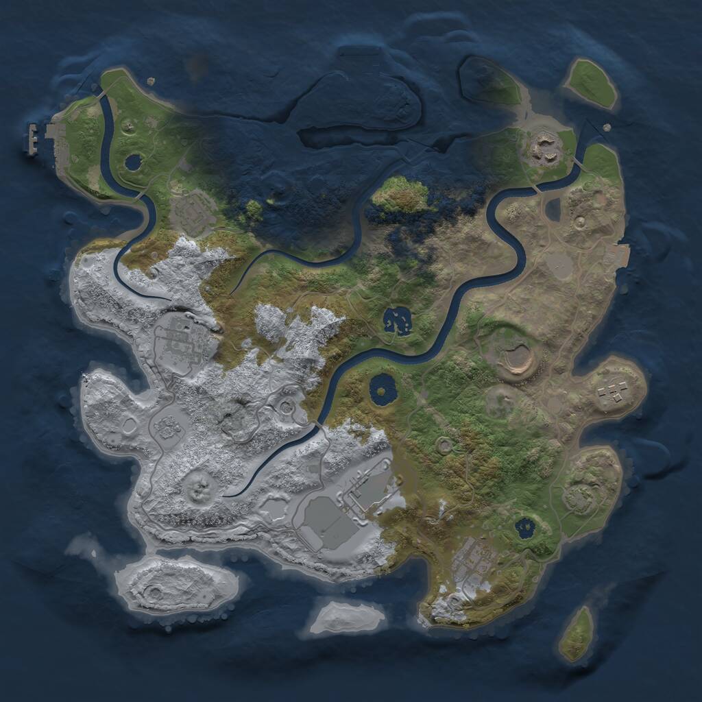Rust Map: Procedural Map, Size: 3500, Seed: 1205199296, 14 Monuments
