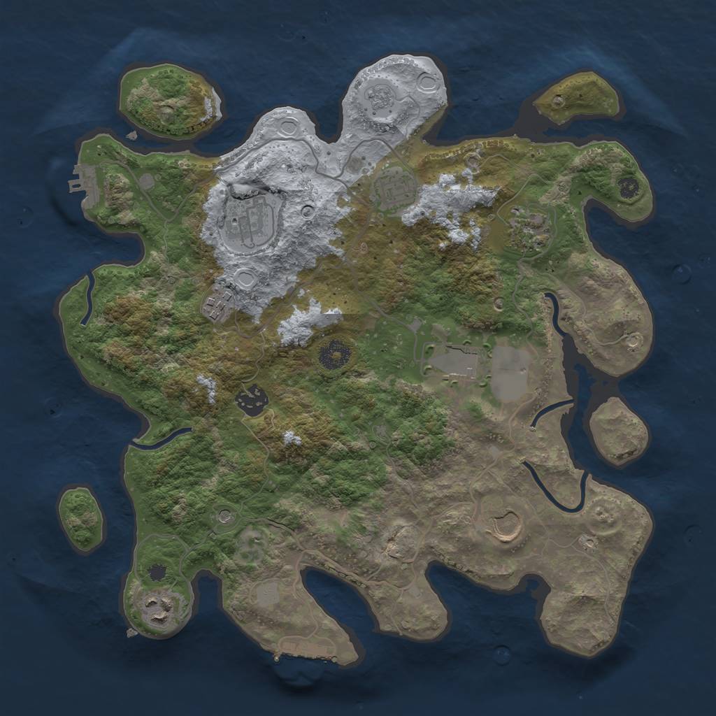 Rust Map: Procedural Map, Size: 3500, Seed: 1046726165, 15 Monuments