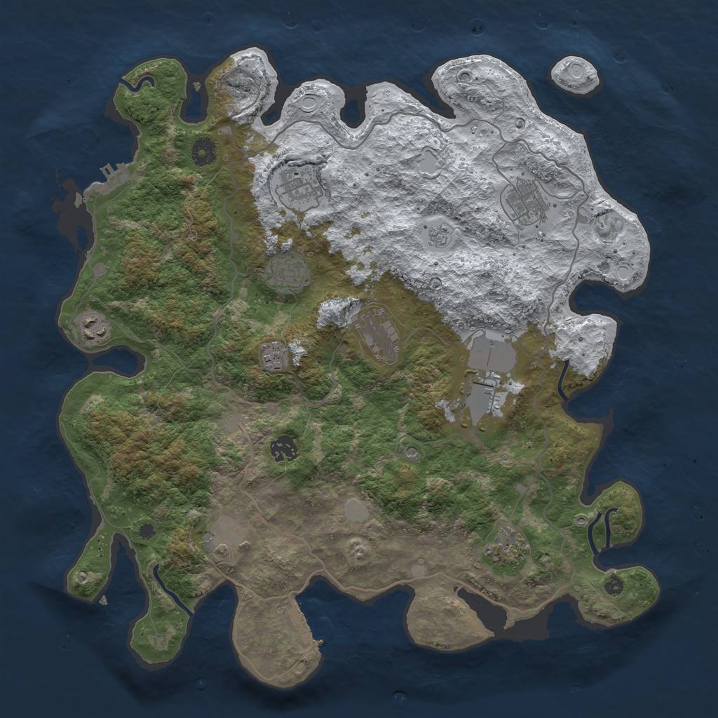 Rust Map: Procedural Map, Size: 4000, Seed: 2008366576, 19 Monuments