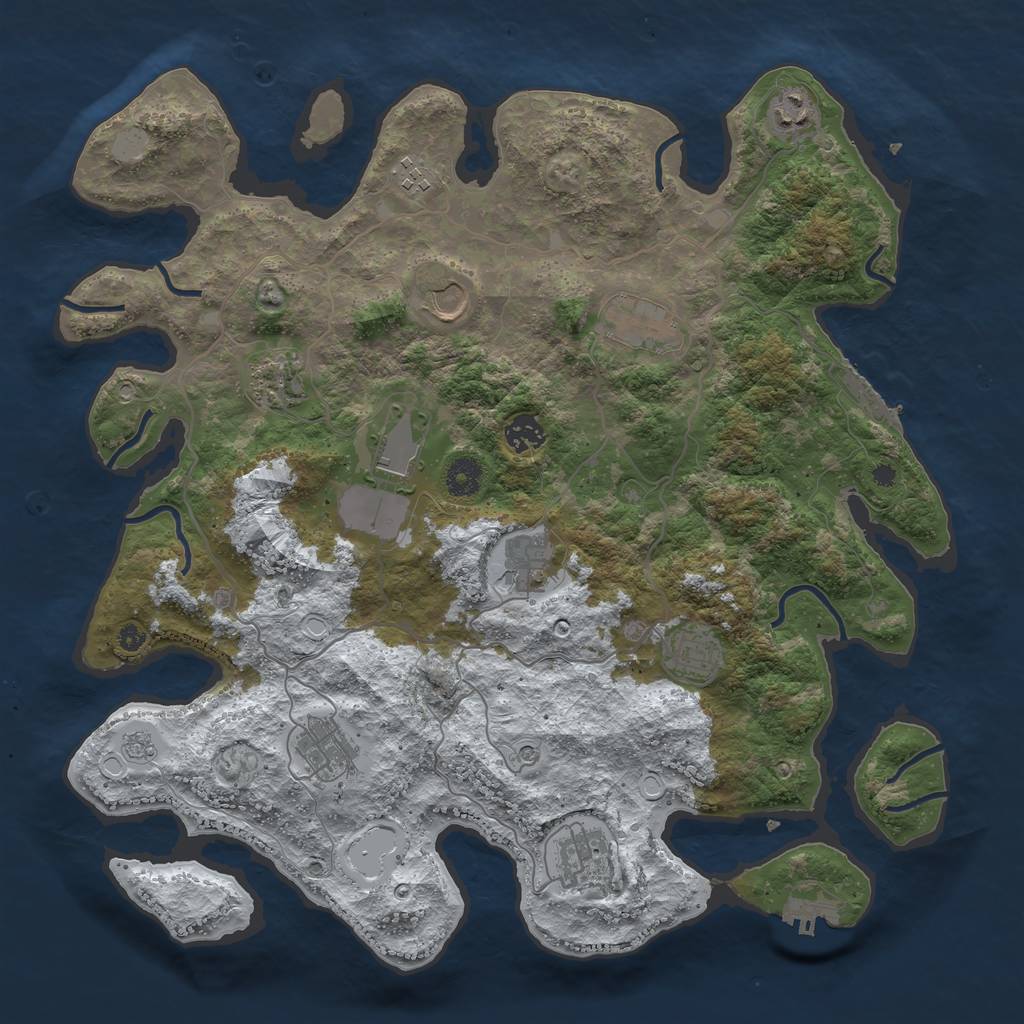 Rust Map: Procedural Map, Size: 4000, Seed: 21164273, 20 Monuments