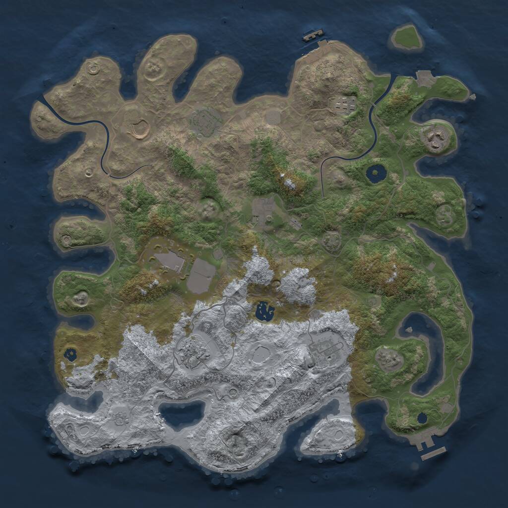 Rust Map: Procedural Map, Size: 3950, Seed: 1449912484, 15 Monuments