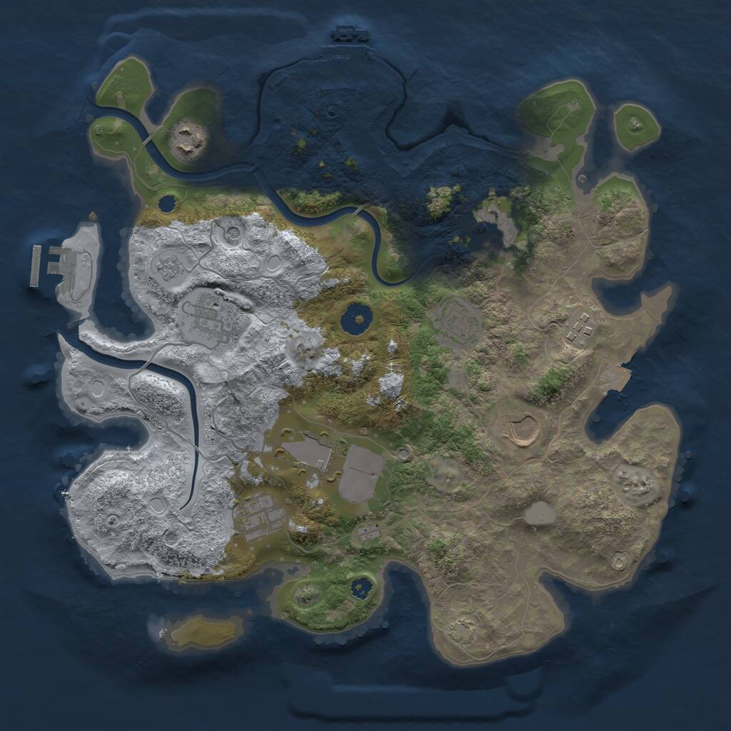 Rust Map: Procedural Map, Size: 3500, Seed: 500945641, 14 Monuments