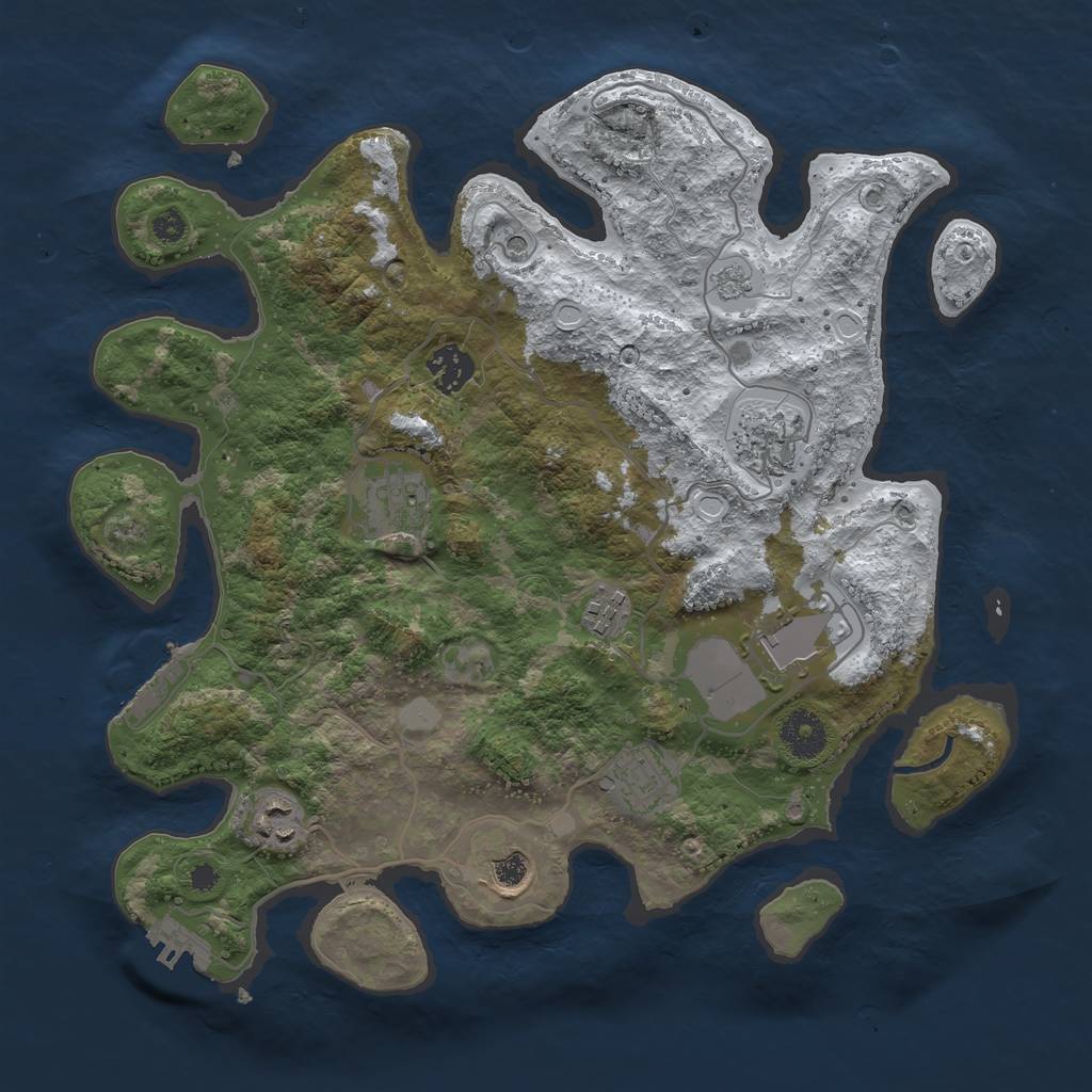 Rust Map: Procedural Map, Size: 3500, Seed: 4785552, 17 Monuments