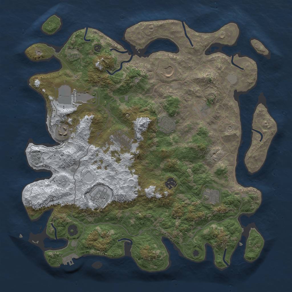 Rust Map: Procedural Map, Size: 4000, Seed: 1166902065, 18 Monuments