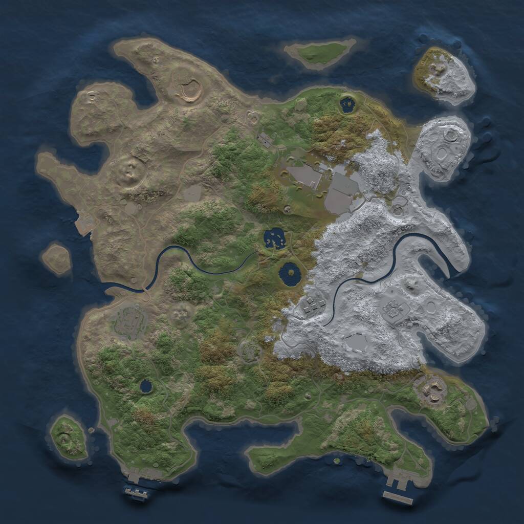 Rust Map: Procedural Map, Size: 3500, Seed: 1148680489, 12 Monuments