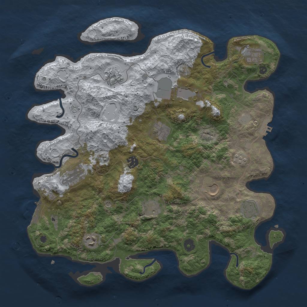 Rust Map: Procedural Map, Size: 3850, Seed: 114623635, 20 Monuments