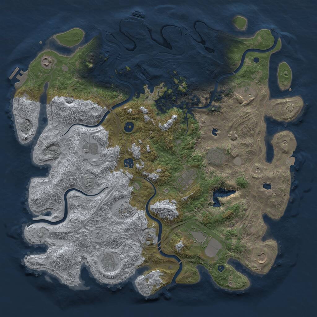 Rust Map: Procedural Map, Size: 4600, Seed: 4727327, 17 Monuments