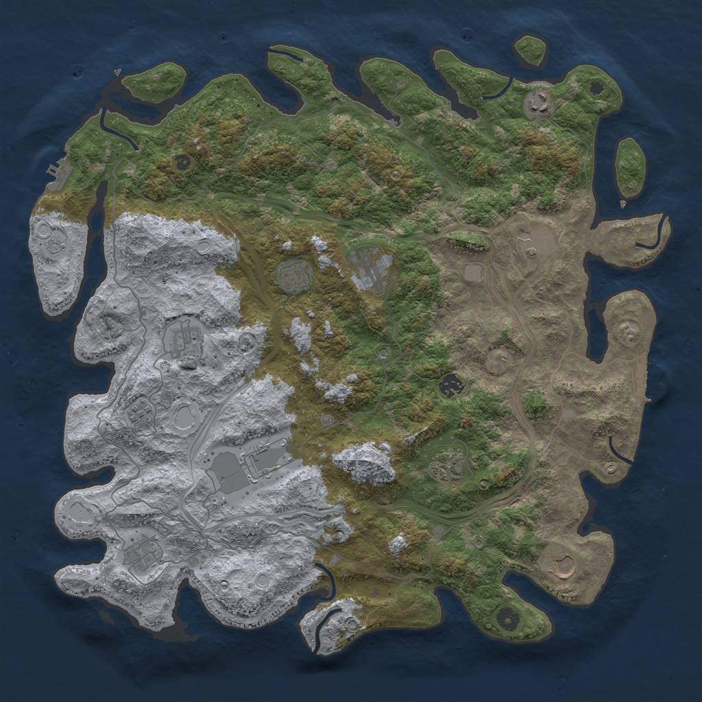 Rust Map: Procedural Map, Size: 4600, Seed: 4727327, 20 Monuments