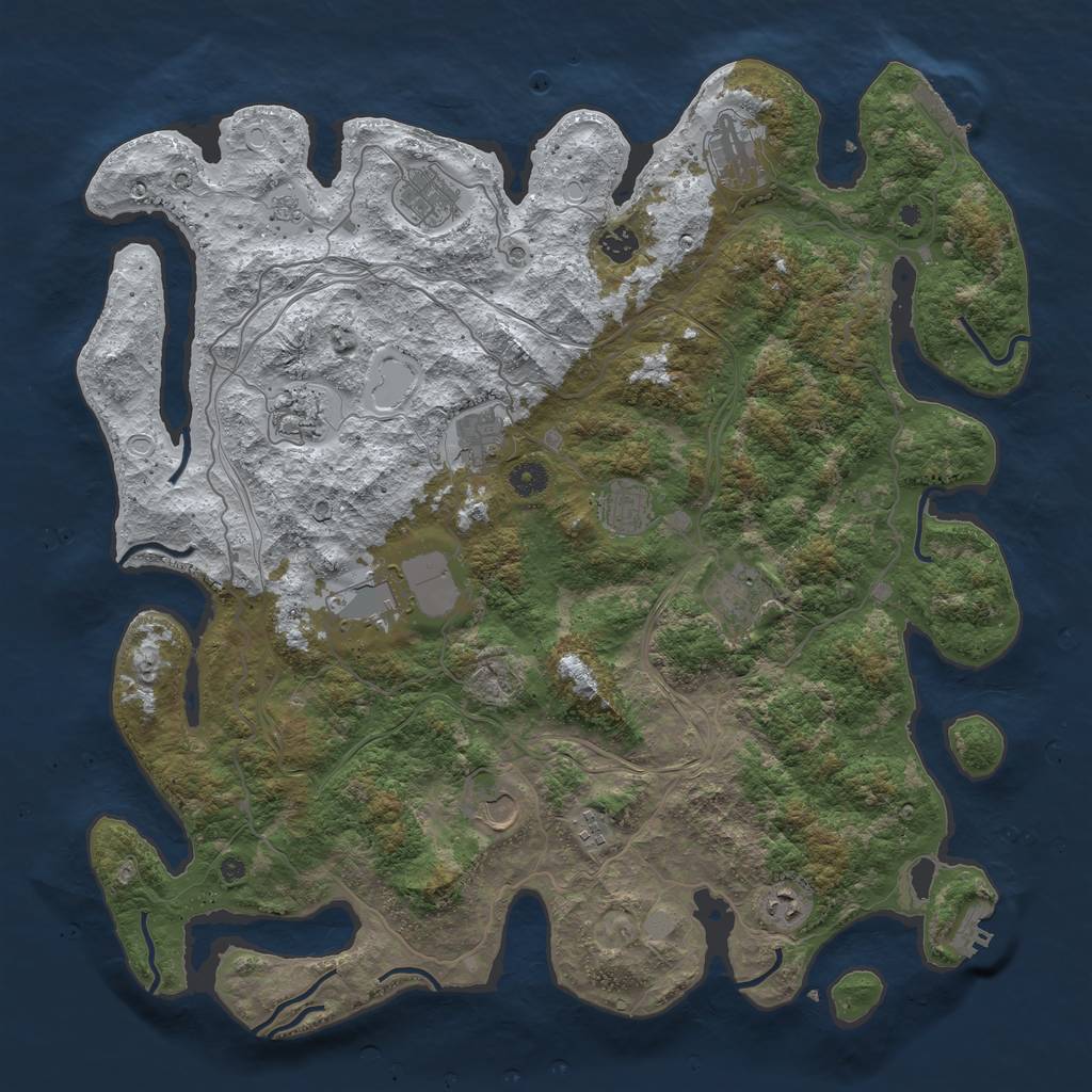 Rust Map: Procedural Map, Size: 4500, Seed: 1283653681, 20 Monuments