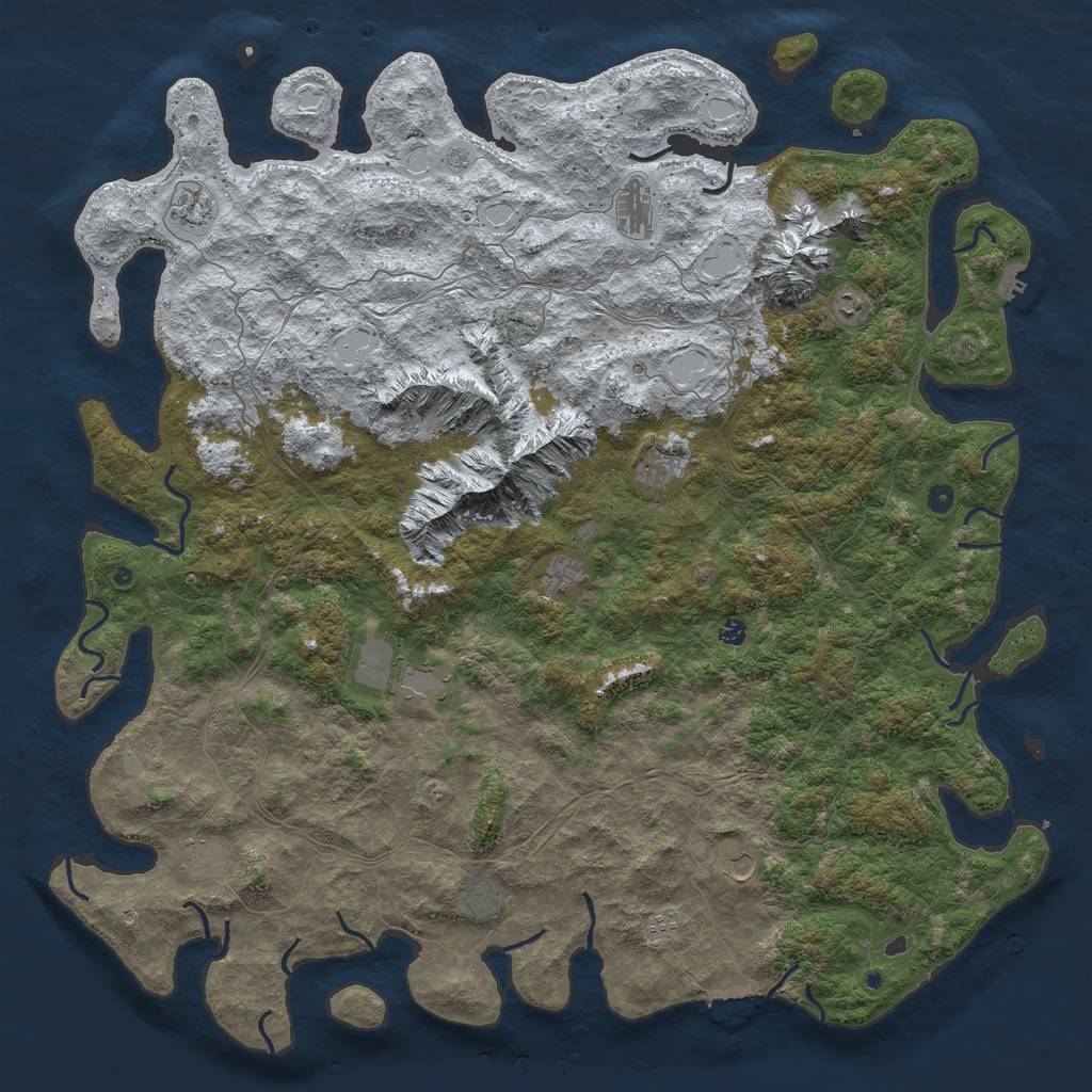 Rust Map: Procedural Map, Size: 6000, Seed: 49852216, 20 Monuments